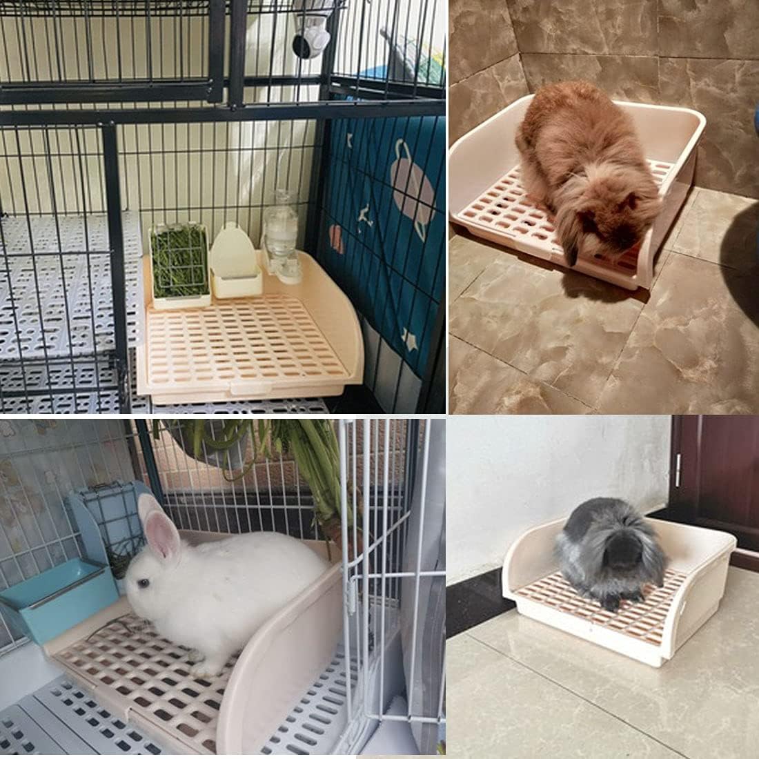 Hamiledyi Large Rabbit Litter Box Corner Bedding Box Chinchilla Toilet Trainer Square Potty Pet Pan for Adult Guinea Pig, Galesaur.Ferret and Other Animals (White) - Image 6