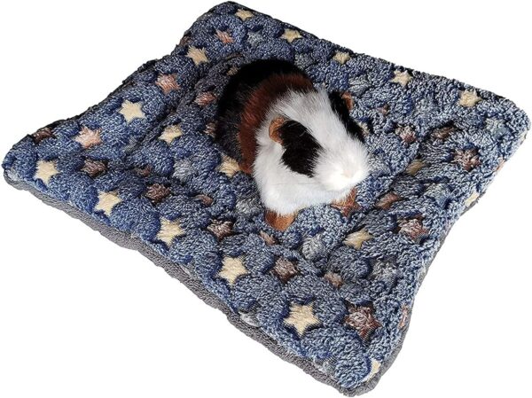 BundleMall 3 pcs Small Animal Plush Bed,Warm Fluffy Puppy Blanket,Fleece Sleep Pad Guinea Pig Hamster Rabbit Bed Mat for Kitten,Bunny,Chinchilla,Squirrel (Small:15X11in, Blue+Brown+Pink) - Image 7