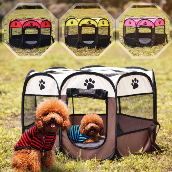 DELITLS Pet Playpen, Breathable Pet Cage Tent for Indoors and Outdoors, Foldable Waterproof Scratch Portable Exercise Pet Fence, Pen Tent House Playground for Dogs and Cats, Gray, Small(Blue Black) - Image 6