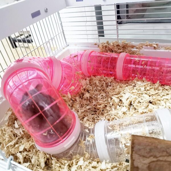 Hamster Tubes, Xiuyer 3 Set DIY Hamster External Connection Tunnel Transparent Adventure External Pipe Kit Creative Tunnel Track Rat Toy Accessories for Small Pet Sports Cage (Pink, Blue, white) - Image 7