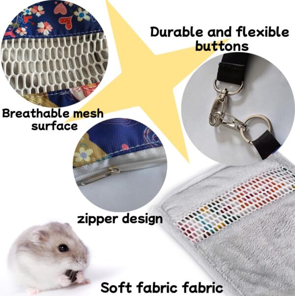 Little Bean® Sugar Glider Hammock Bonding Pouch Carry for Rat Hedgehog Waterproof Small Pocket Pets Cage Accessories Soft Nest Bed Hideout Hut Sack (Blue) - Image 3