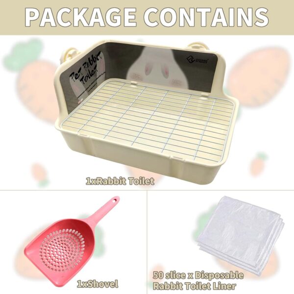 Tfwadmx Rabbit Litter Box Bunny Corner Litter Pan Pet Bedding Litter Box with Grate Small Animal Toilet Potty Trainer for Rabbit Bunny Chinchilla Guinea Pig Ferret (White) - Image 2