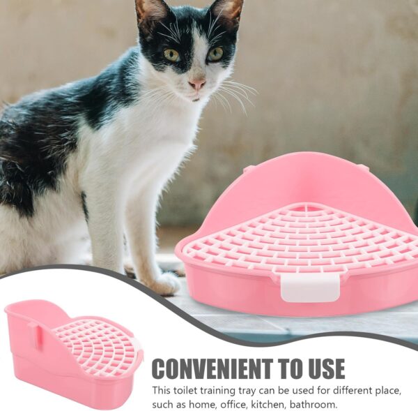 Bins Small Animal Litter Box Triangle Small Pet Trainer Potty Cage Corner Bedding Box Toilet Pan for Rabbit Bunny Guinea Pigs Chinchilla Ferret Blue Aquarium Gravel - Image 3