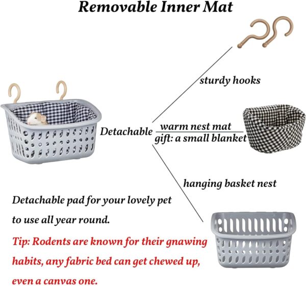 JWShang Rat Hammock for Cage Chew Proof, Rat Warm Bed, Small Animal Hanging Hammock, Rat Cage Accessories for Small Animals Rat, Mouse, Guinea Pig, Chinchilla, Sugar Glider, Ferret (Small) - Image 3