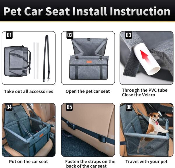 SWIHELP Pet Car Booster Seat Travel Carrier Cage, Oxford Breathable Folding Soft Washable Travel Bags for Dogs Cats Small Pet - Image 6