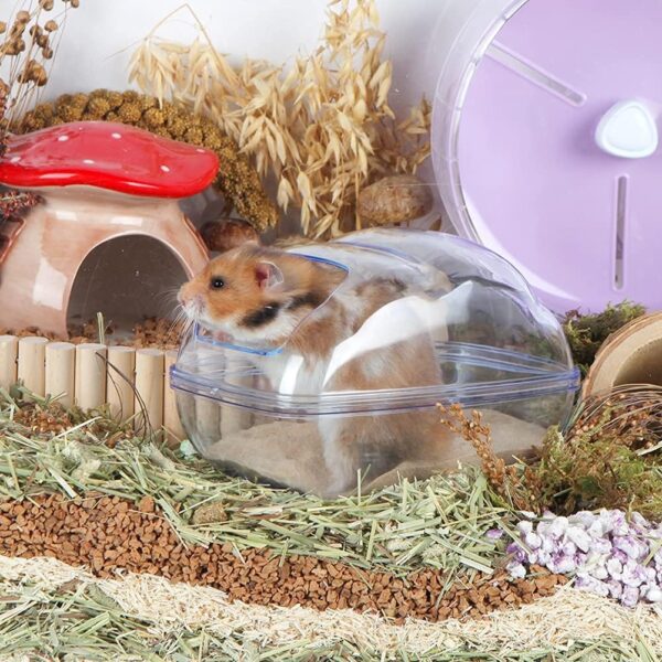 BUCATSTATE Large Hamster Sand Bath Container Transparent Clouds Hamster Bathroom with Scoop Set for Small Pet Animals Cage Accessories (L-BLUE) - Image 7
