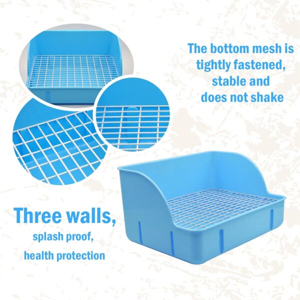 MUYG 12Pcs Rabbit Litter Box for Cage, Bunny Potty Trainer Corner Guinea Pig Plastic Square Grate Toilet, Pet Bedding Litter Box for Small Animal Ferret Hamster Hedgehog (Blue) - Image 4