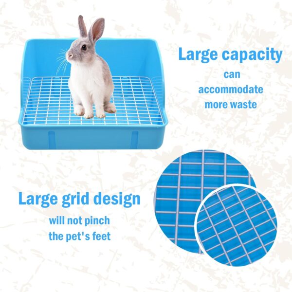 MUYG 12Pcs Rabbit Litter Box for Cage, Bunny Potty Trainer Corner Guinea Pig Plastic Square Grate Toilet, Pet Bedding Litter Box for Small Animal Ferret Hamster Hedgehog (Blue) - Image 3