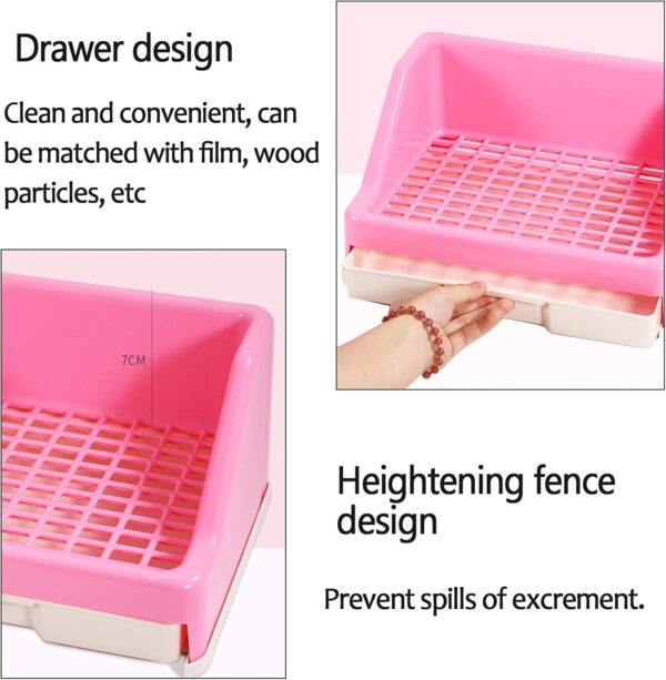 kathson Large Rabbit Litter Box with Drawer, Small Animal Litter Pet Toilet Potty Trainer Corner Bunny Litter Bedding Box Plastic Pet Pan for Hamster/Guinea Pig/Ferret/Galesaur/Chinchilla (Blue) - Image 3