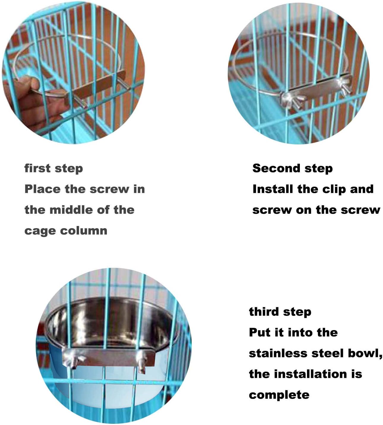 SUOXU Dog Crate Water Bowl,Crate Type Pet Hanging Bowl,Stainless Steel Dog Feeder Puppy Bowl Cage Dog Water Dispenser Non Spill,Small Dogs Cats Feeding Bowls and Food Bowls(850ml/1pcs) - Image 6