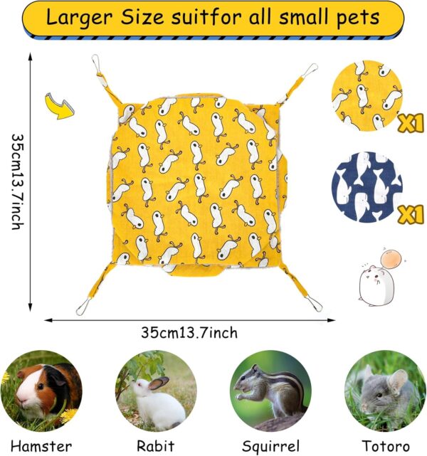 Vyuwast 2 Pack Hamster Hammock, Three-Tier Hanging Bed for Small Animals Guinea Pig Cage Accessories Bedding Warm Hammock for Parrot Ferret Squirrel Hamster Rat Playing Sleeping(Blue&Yellow) - Image 6