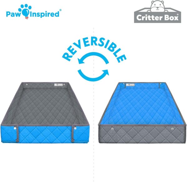 Paw Inspired Critter Box Washable Cage Liner, Reversible Fleece Bedding with Raised Sides for Guinea Pigs and Other Small Animals (C&C 2x4, Gray/Blue) - Image 5
