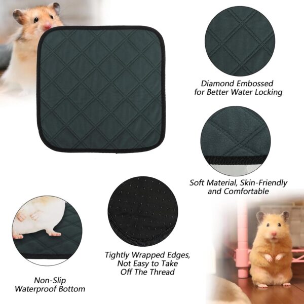 Niuoppy 4pc Guinea Pig Cage Liners, Pet Guinea Pig Pee Pads Washable, Absorbent Guinea Pig Bedding Mat Pad for Small Animals, 30cmx30cm (Dark Grey) - Image 2