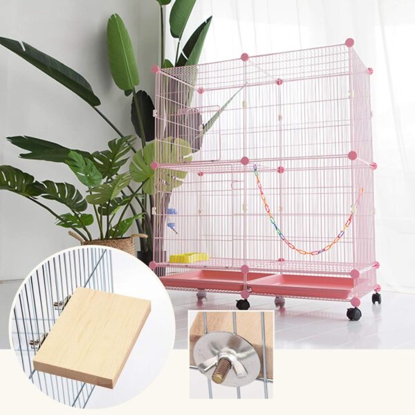YINETTECH 4x Hamster Chinchilla Wood Springboards Wooden Rectangle Pet Stand Board Platform with Screw Nut Washer for Small Animal Pet Toy - Image 5
