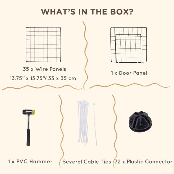 PawHut DIY Pet Playpen Metal Wire Fence Indoor Outdoor Rabbit Small Animals Cage 36 Panel Enclosure Black - Image 6