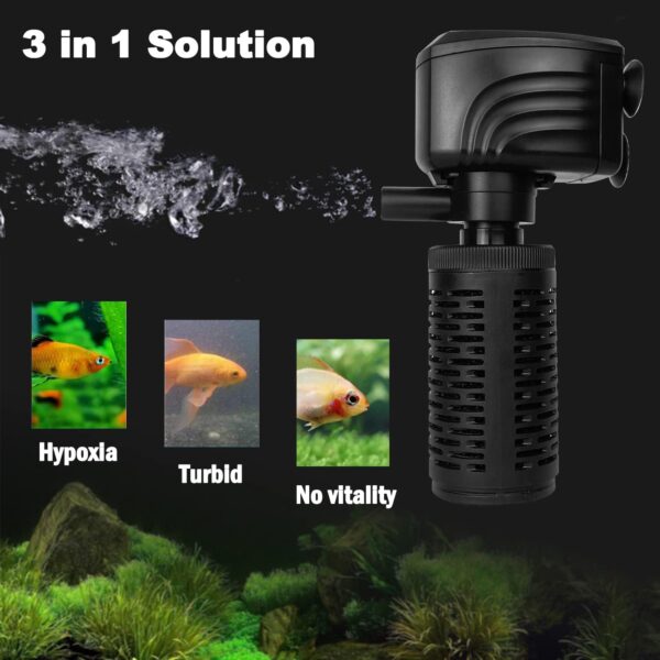 Craftsboys Fish Tank Filter, Silent Internal Aquarium Filter, Clean Water, Air Pump, Make Waves (4W-450L/H, Black) - Image 9
