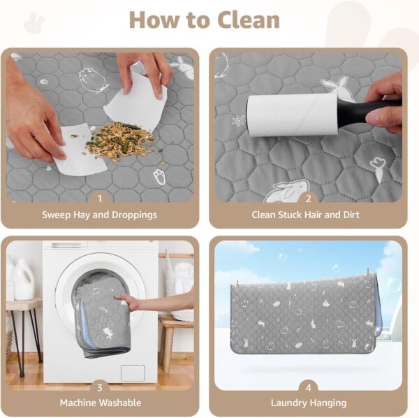 PICK FOR LIFE 2 Packs Guinea Pig Cage Liners Washable Reusable Guinea Pig Pee Pad, Waterproof Fast Absorbent Guinea Pig Mat Non-Slip Bedding for Small Animal Chinchilla Rabbit Hamster Puppy 60x120 cm - Image 9