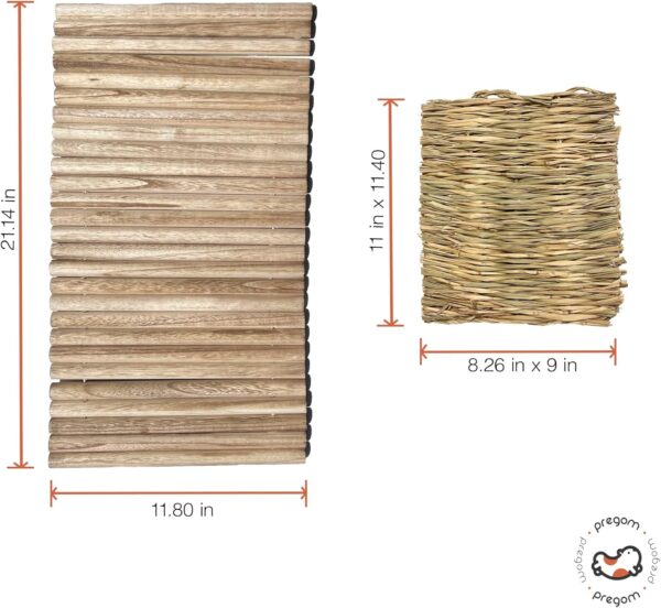 Pregom - Guinea Pig Wooden Hideout, Extra Large, ramp, Bedding, Wooden Bridge - Includes Grass mat, Rabbit Bed, Small pet Bedding, Great for Chewing, Small Animals, Chinchilla, Hamster, Rabbit - Image 5