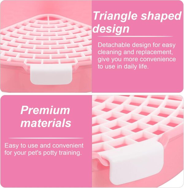 Bins Small Animal Litter Box Triangle Small Pet Trainer Potty Cage Corner Bedding Box Toilet Pan for Rabbit Bunny Guinea Pigs Chinchilla Ferret Blue Aquarium Gravel - Image 4