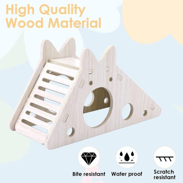 TIESOME Hamster House with Ladder and Slide, Wooden Hamster Play Toys Hideout Hut Gerbil Rat Hideaway Small Animal Activity Toy DIY Hamster Cage Accessories for Small Pets - Image 3