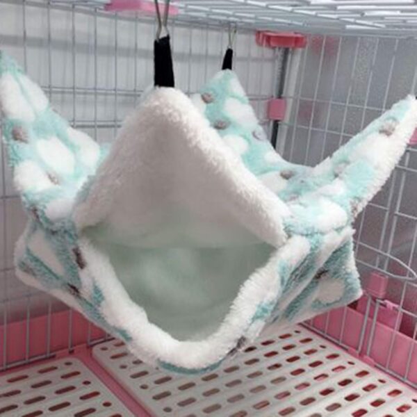 Aoliandatong Small Pet Cage Hammock Bunkbed Sugar Glider Hammock, Guinea Pig Cage Accessories Bedding, Warm Hammock for Parrot ferret Squirrel Hamster Rat Playing Sleeping(S Green) - Image 7