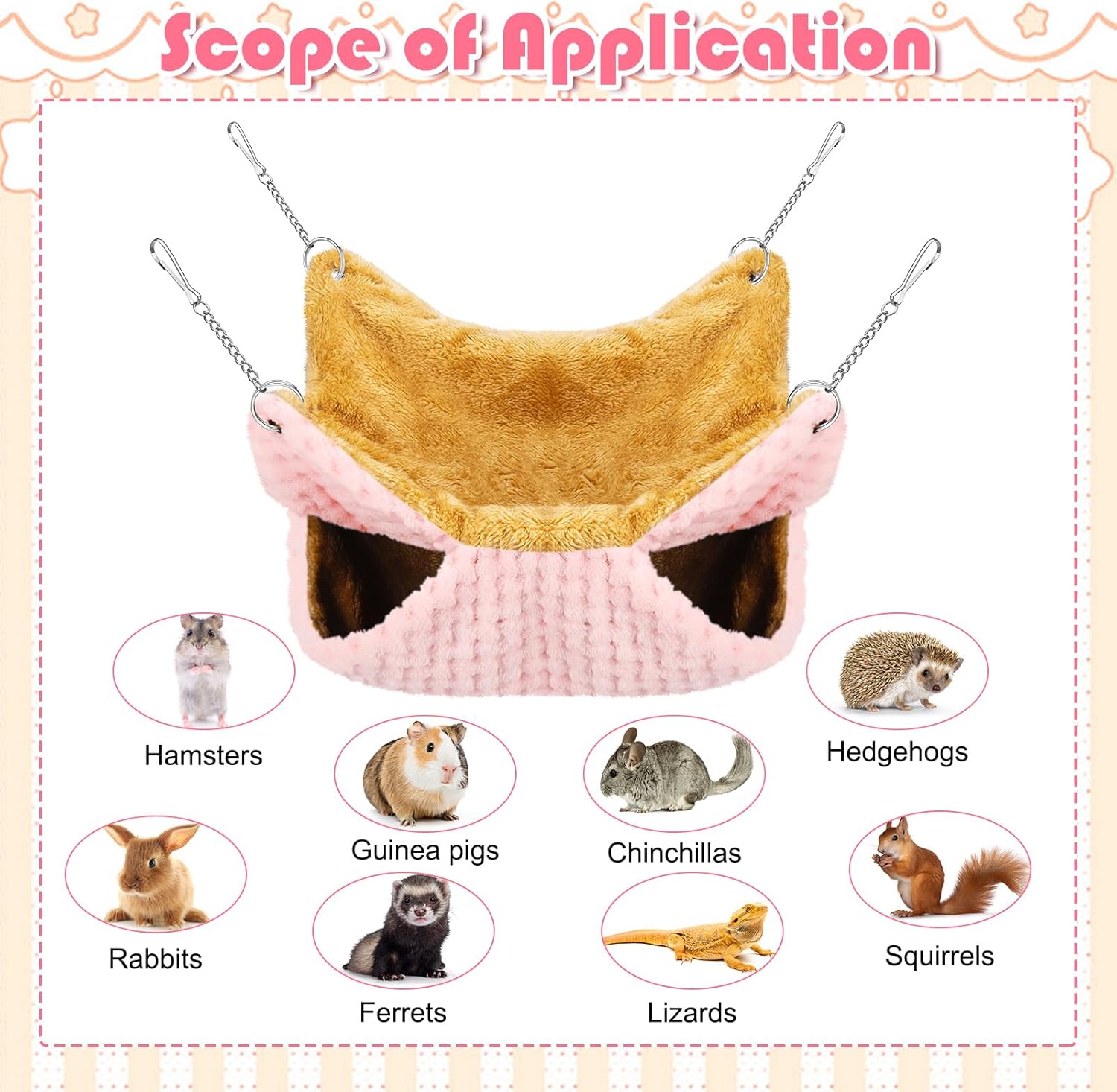 GSrenyu 2 Pack Double-Layer Small Animals Hanging Hammock, Pet Cage Hammock, Soft Fluffy Rat Hammock Toys, Warm Hanging Beds for Guinea Pig Parrot ferret Squirrel Hamster Rat Playing Sleeping Beds - Image 3