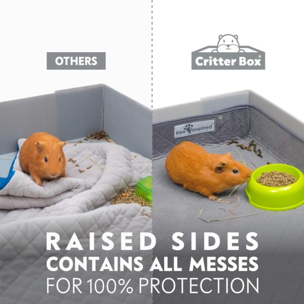 Paw Inspired Critter Box Washable Cage Liner, Reversible Fleece Bedding with Raised Sides for Guinea Pigs and Other Small Animals (C&C 2x4, Gray/Blue) - Image 2