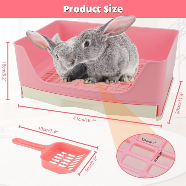 BWOGUE Large Rabbit Litter Box Toilet,Potty Trainer Corner Bedding with Drawer Larger Pet Pan for Adult Guinea Pigs, Rabbits, Hamster, Chinchilla, Ferret, Galesaur, Small Animals(Pink) - Image 2