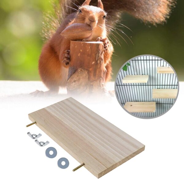 YINETTECH 4x Hamster Chinchilla Wood Springboards Wooden Rectangle Pet Stand Board Platform with Screw Nut Washer for Small Animal Pet Toy - Image 6