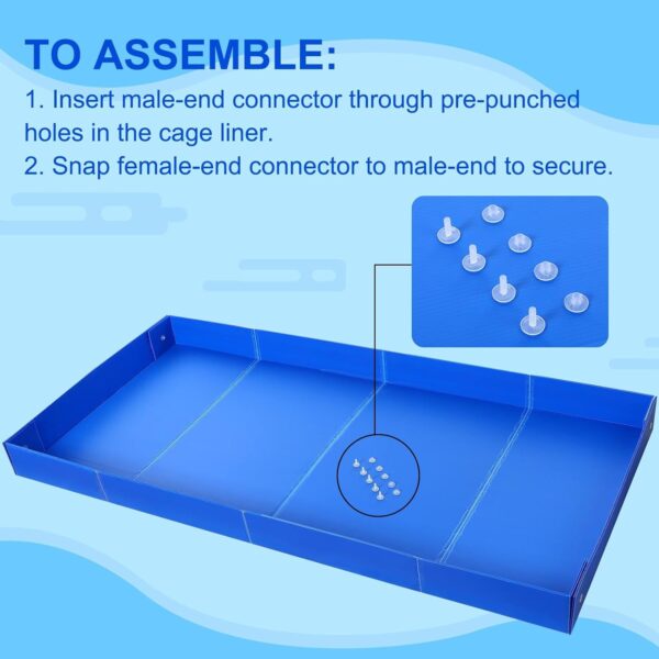 Thyle 2 Pcs Corrugated Plastic Guinea Pig Cage Liner 2 x 4 Panel Size Plastic Cage Liner Base for Guinea Pig Hedgehogs Rabbits Small Animal Cages, Blue - Image 4