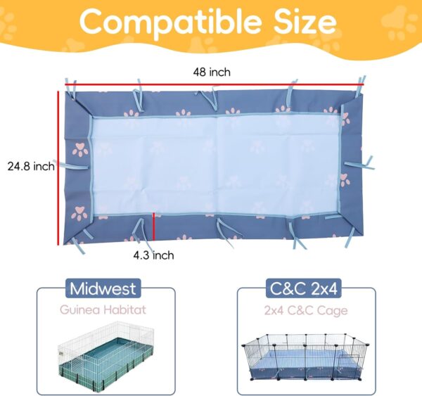 CHEGRON Guinea Pig Cage Liner Waterproof Oxford Bottom Pet Bedding for Rabbit Chinchilla Hedgehog Ferret Small Animals Cage C&C Playpen Accessories, 48x24 inch Grey - Image 2
