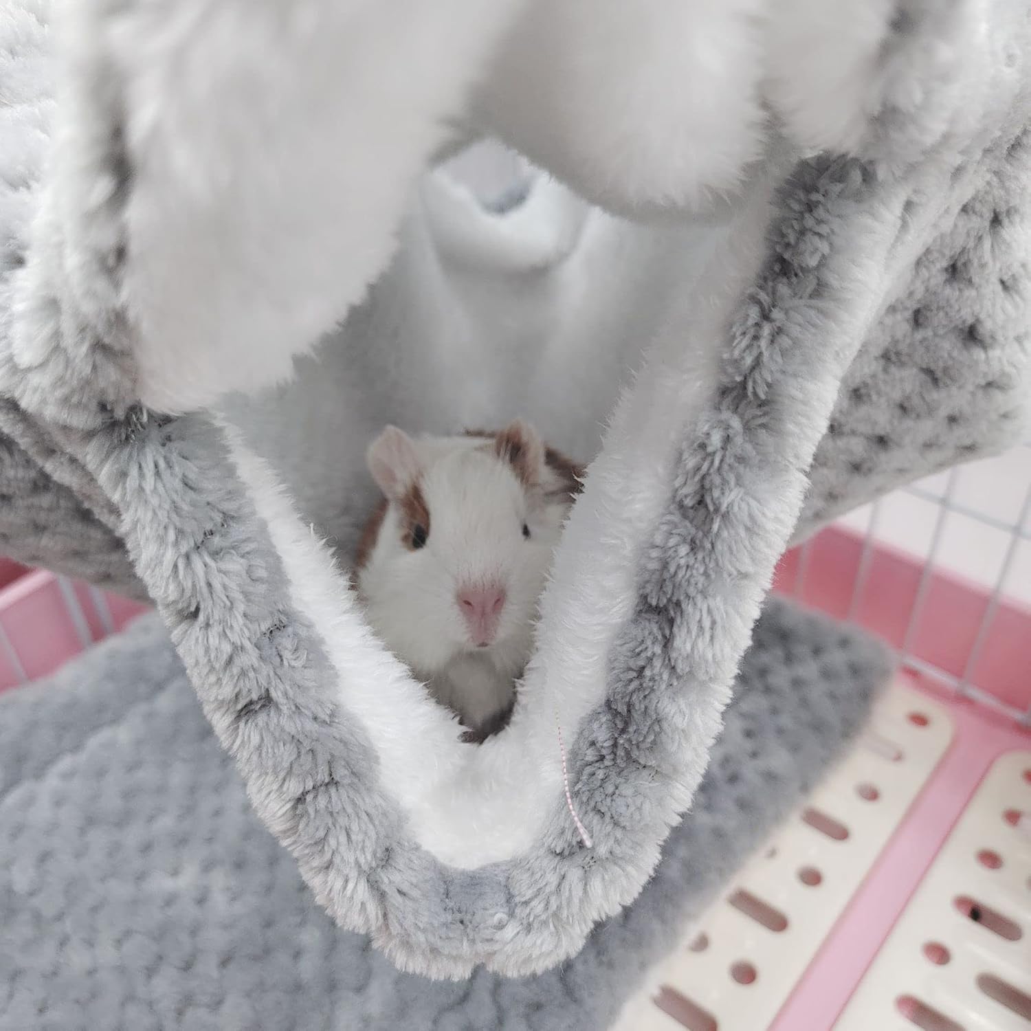Yanmucy Rat Hammock Double-Layer Fleece Guinea Pig Hammock House Warm Soft Rat Hammocks for Cage Accessories Ferrets Hideout Ferret Hamster Hammock for Small Animal Playing Sleeping (grey) - Image 4