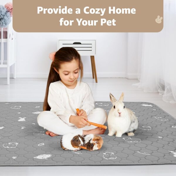PICK FOR LIFE 2 Packs Guinea Pig Cage Liners Washable Reusable Guinea Pig Pee Pad, Waterproof Fast Absorbent Guinea Pig Mat Non-Slip Bedding for Small Animal Chinchilla Rabbit Hamster Puppy 60x120 cm - Image 8