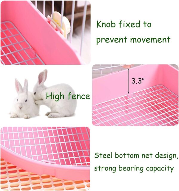 kathson Large Rabbit Litter Box Bunny Corner Toilet Box Potty Trainer Bigger Pet Pan Small Animal Cage Toilet Bedding Box Fanshaped for Adult Guinea Pigs Chinchilla Ferret Galesaur - Image 5