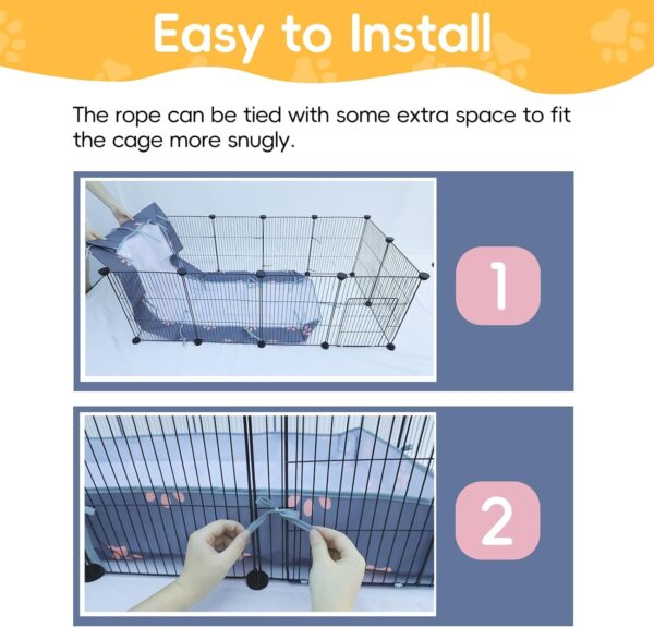CHEGRON Guinea Pig Cage Liner Waterproof Oxford Bottom Pet Bedding for Rabbit Chinchilla Hedgehog Ferret Small Animals Cage C&C Playpen Accessories, 48x24 inch Grey - Image 5