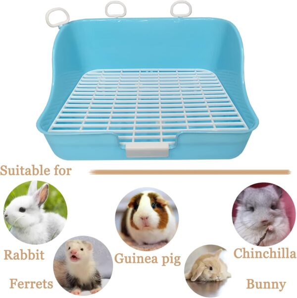 Hamiledyi Rabbit Litter Box,Small Animals Plastic Rectangle Toilet Bunny Training Potty Pet Cage Bedding Pan Chew Toys for Rabbits Guinea Pigs Chinchillas Ferrets - Image 6