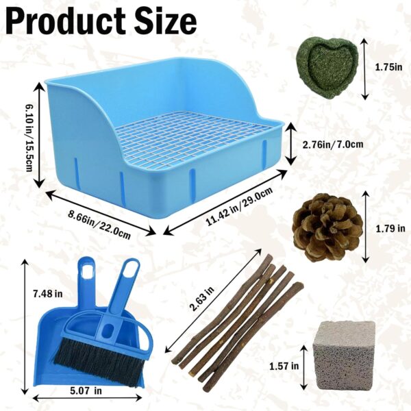 MUYG 12Pcs Rabbit Litter Box for Cage, Bunny Potty Trainer Corner Guinea Pig Plastic Square Grate Toilet, Pet Bedding Litter Box for Small Animal Ferret Hamster Hedgehog (Blue) - Image 2