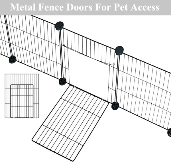 LANGXUN Pet Panels, Metal Wire Storage Cubes Organizer, DIY Small Animal Cage for Rabbit, Guinea Pigs, Puppy | Pet Products Portable Metal Wire Yard Fence (12 Metal Panels + 12 Plastic Panels) - Image 3