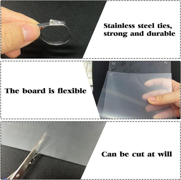 10 Pcs Pet Cage Liner 15 x 40cm, Cage Urine Guard Side Lining Clear Sheet with 50 Pcs Stainless Steel Zip Ties, Anti-Urine Side Lining Sheet for Rabbit Guinea Pig Hamster Ferret Chinchilla - Image 4