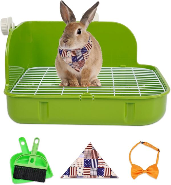 Humorous.P Small Animal Litter Pet Toilet Potty Trainer Corner Litter Bedding Box Pet Pan for Small Animal/Rabbit/Guinea Pig/Galesaur/Ferrets Rectangular Plastic Material - Image 6