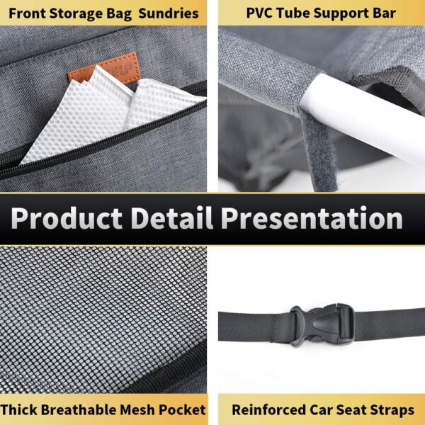 SWIHELP Pet Car Booster Seat Travel Carrier Cage, Oxford Breathable Folding Soft Washable Travel Bags for Dogs Cats Small Pet - Image 5