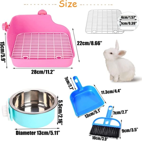 PINVNBY Rabbit Litter Box for Cage Bunny Corner Litter Bedding Box Small Animal Litter Pan Hanging Pet Bowls Cage Potty Trainer Pet Toilet for Rabbit Bunny Guinea Pigs Small Animals(Pink) - Image 2