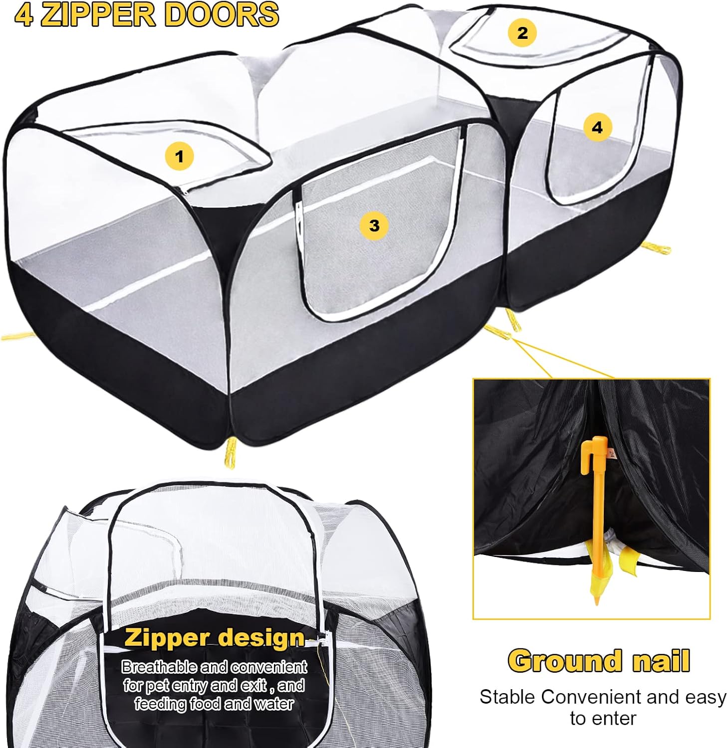 Coolty Small Animals Playpen, Pop up Large Exercise Pen Cage Yard Movable Chicken Yard Fence Playground for Puppy Kitten Rabbits Duck Hens - Image 5