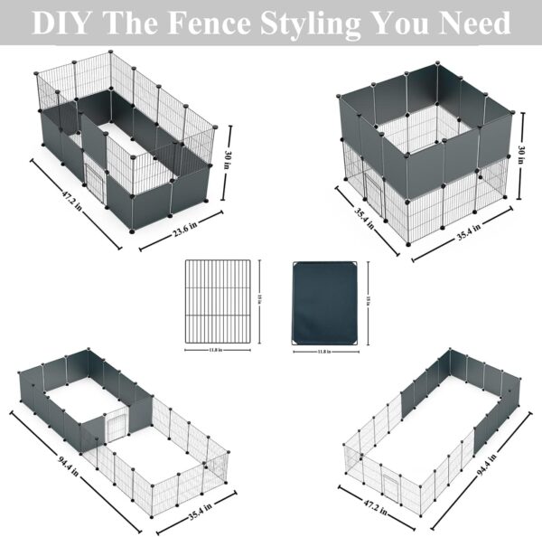 LANGXUN Pet Panels, Metal Wire Storage Cubes Organizer, DIY Small Animal Cage for Rabbit, Guinea Pigs, Puppy | Pet Products Portable Metal Wire Yard Fence (12 Metal Panels + 12 Plastic Panels) - Image 6