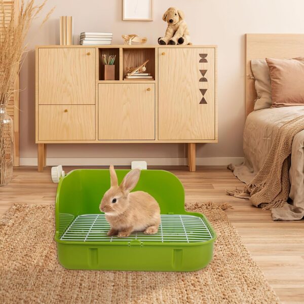 Humorous.P Small Animal Litter Pet Toilet Potty Trainer Corner Litter Bedding Box Pet Pan for Small Animal/Rabbit/Guinea Pig/Galesaur/Ferrets Rectangular Plastic Material - Image 5