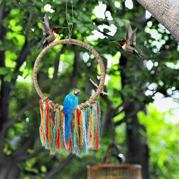 Bird Swing,Random colour Bird Toys Bird Rope Ring Swing Perch,Bird Toy for Parrots Wooden Swing Toys for Parrots,Hanging Toy Pet Swing for Parakeets、Conure And Other Small to Medium-sized Birds - Image 5