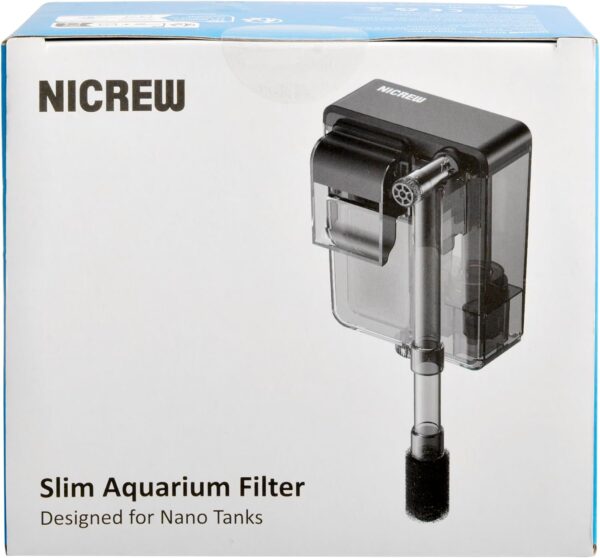 NICREW Slim Aquarium Filter, Quiet Fish Tank HOB Filters for up to 20L Aquariums, Adjustable Flow, 160 L/H, 3W - Image 7
