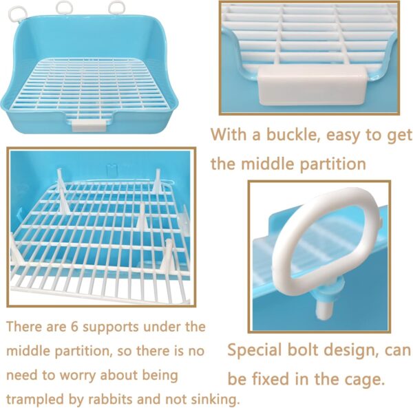 Hamiledyi Rabbit Litter Box,Small Animals Plastic Rectangle Toilet Bunny Training Potty Pet Cage Bedding Pan Chew Toys for Rabbits Guinea Pigs Chinchillas Ferrets - Image 4