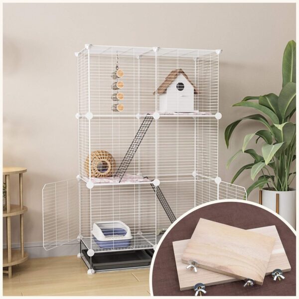 YINETTECH 4x Hamster Chinchilla Wood Springboards Wooden Rectangle Pet Stand Board Platform with Screw Nut Washer for Small Animal Pet Toy - Image 3