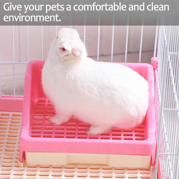 kathson Large Rabbit Litter Box with Drawer, Small Animal Litter Pet Toilet Potty Trainer Corner Bunny Litter Bedding Box Plastic Pet Pan for Hamster/Guinea Pig/Ferret/Galesaur/Chinchilla (Blue) - Image 2